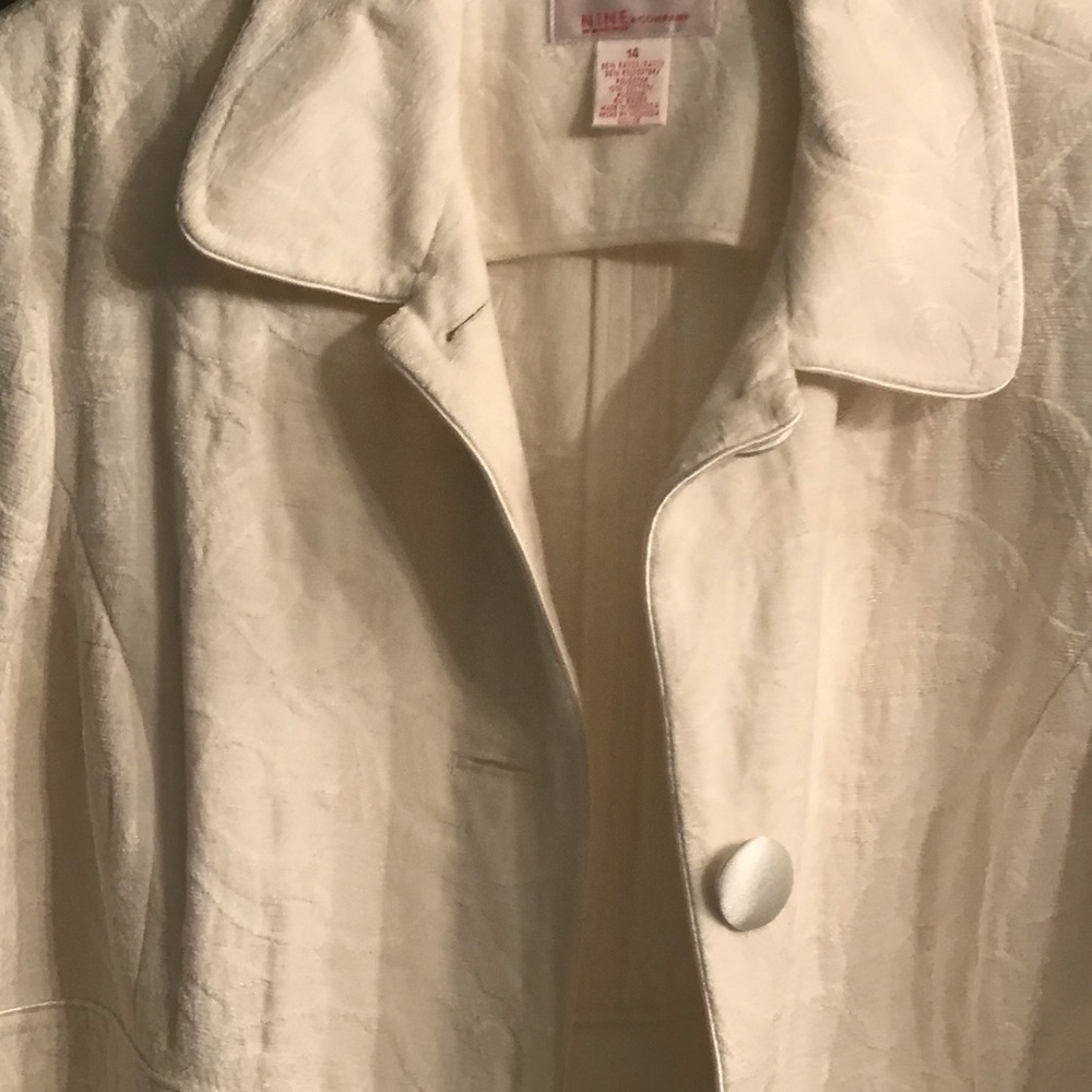 Nine West NWT Ivory Brocade Jacket Long Sz 14